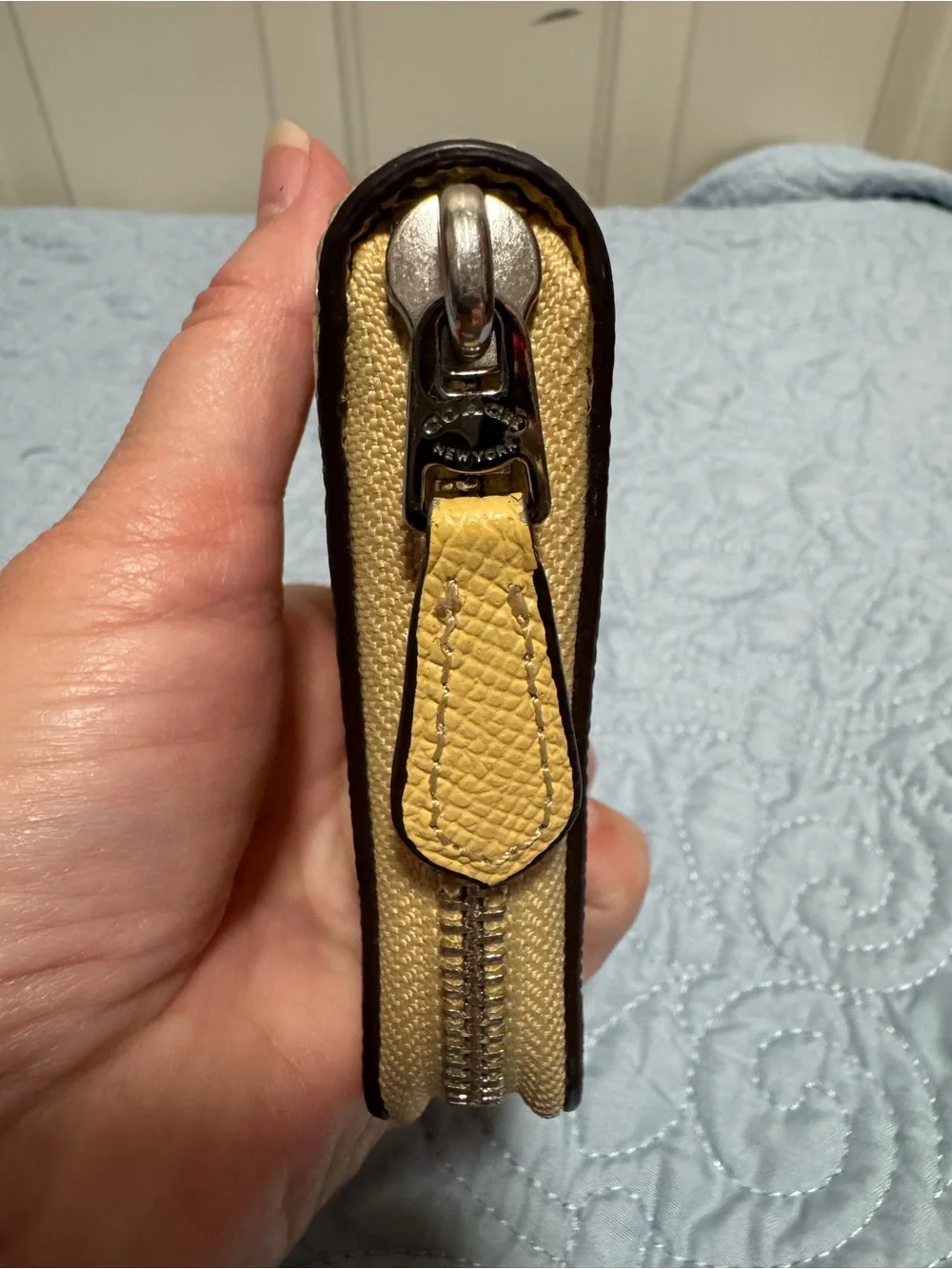 Coach Yellow Saffiano Leather Zip Wallet Yellow